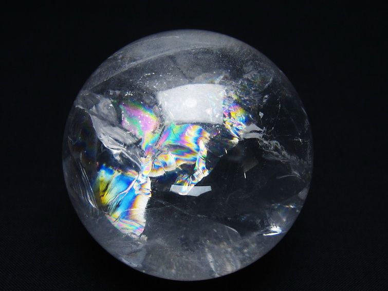水晶 丸玉 虹入り 63mm スフィア 置物 水晶玉 一点物 151-8820