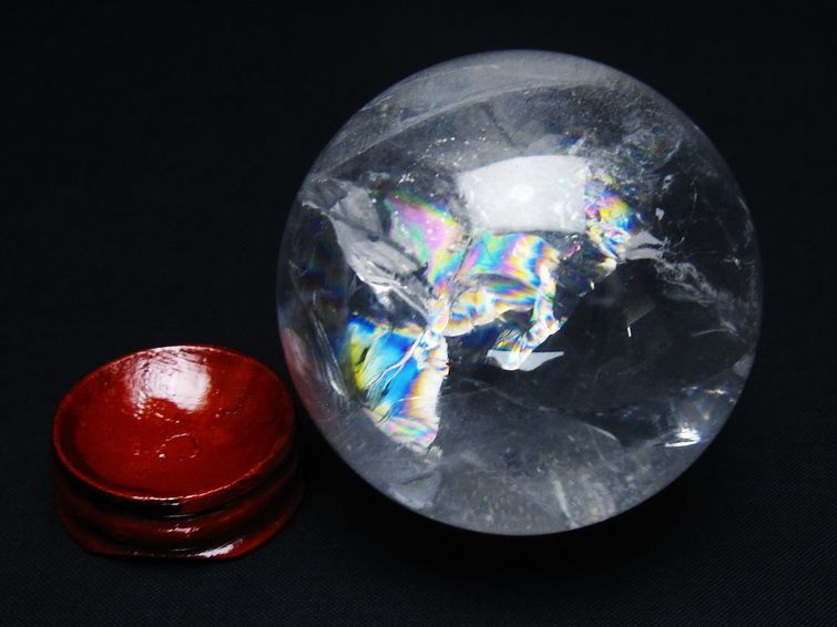 水晶 丸玉 虹入り 63mm スフィア 置物 水晶玉 一点物 151-8820