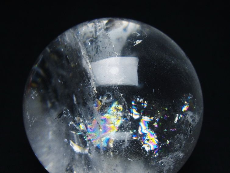 水晶 丸玉 虹入り 61mm スフィア 置物 水晶玉 一点物 151-8821