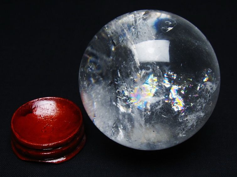 水晶 丸玉 虹入り 61mm スフィア 置物 水晶玉 一点物 151-8821