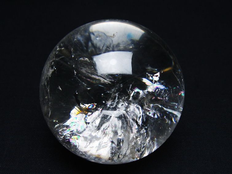 水晶 丸玉 虹入り 61mm スフィア 置物 水晶玉 一点物 151-8822