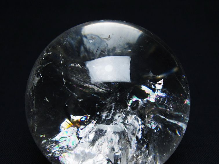 水晶 丸玉 虹入り 61mm スフィア 置物 水晶玉 一点物 151-8822