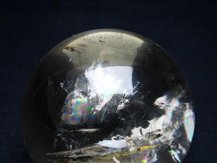 水晶 丸玉 虹入り 60mm スフィア 置物 水晶玉 一点物 151-8823