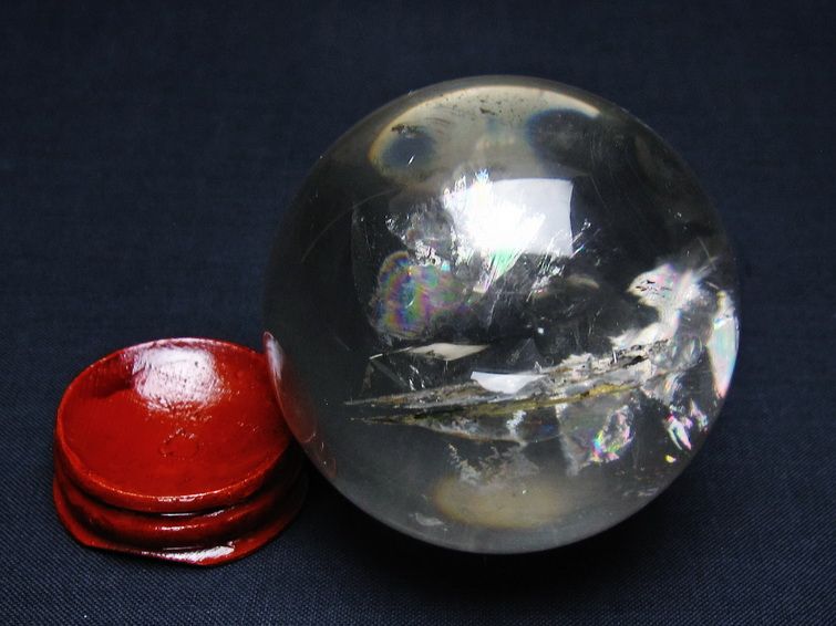 水晶 丸玉 虹入り 60mm スフィア 置物 水晶玉 一点物 151-8823