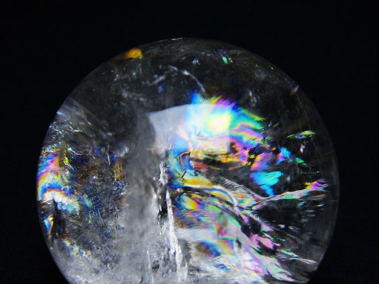 水晶 丸玉 虹入り 59mm スフィア 置物 水晶玉 一点物 151-8824