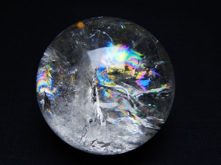 水晶 丸玉 虹入り 59mm スフィア 置物 水晶玉 一点物 151-8824