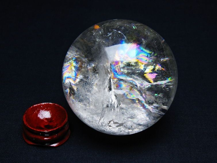 水晶 丸玉 虹入り 59mm スフィア 置物 水晶玉 一点物 151-8824