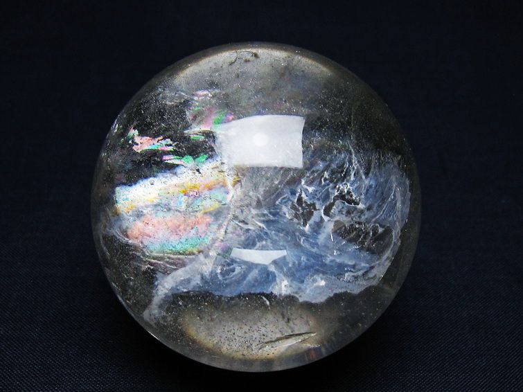 水晶 丸玉 虹入り 59mm スフィア 置物 水晶玉 一点物 151-8825