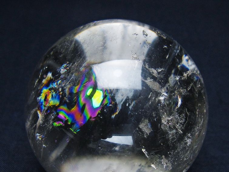水晶 丸玉 虹入り 58mm スフィア 置物 水晶玉 一点物 151-8828