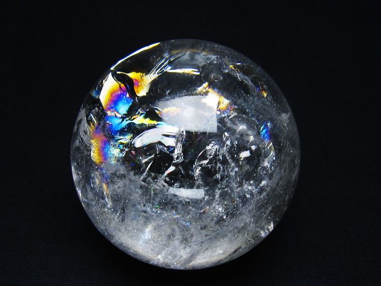 水晶 丸玉 虹入り 57mm スフィア 置物 水晶玉 一点物 151-8829