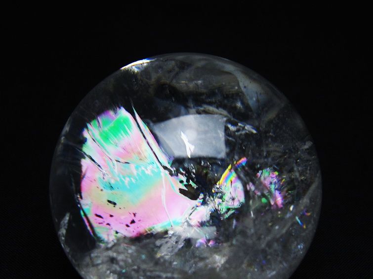 水晶 丸玉 虹入り 57mm スフィア 置物 水晶玉 一点物 151-8830