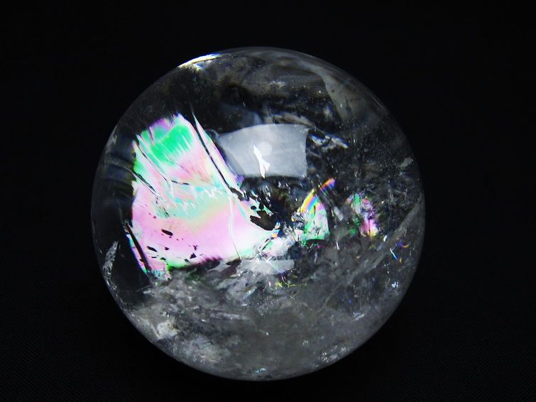 水晶 丸玉 虹入り 57mm スフィア 置物 水晶玉 一点物 151-8830