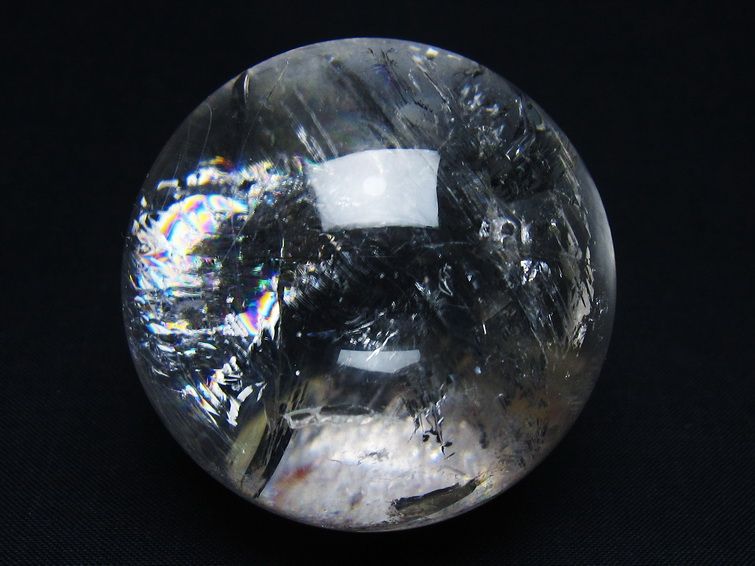 水晶 丸玉 虹入り 57mm スフィア 置物 水晶玉 一点物 151-8831