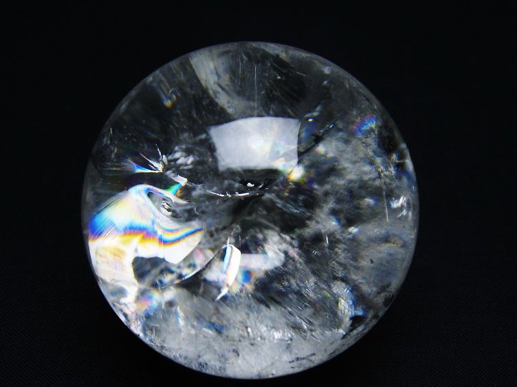水晶 丸玉 虹入り 57mm スフィア 置物 水晶玉 一点物 151-8832