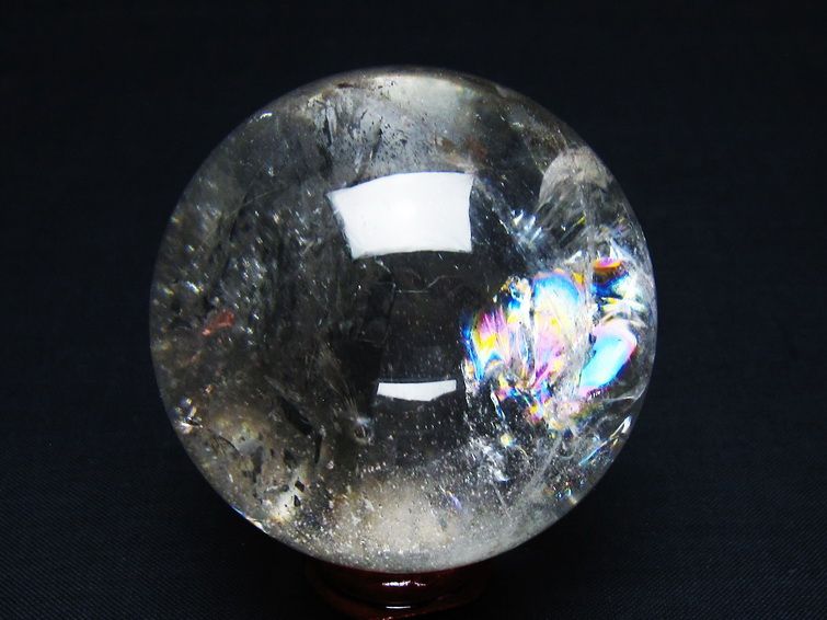 水晶 丸玉 スフィア 特大 おまけ付き 水晶 丸玉 虹入り 57mm スフィア 置物 水晶玉 一点物 151-8833