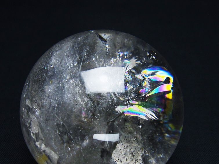 水晶 丸玉 虹入り 57mm スフィア 置物 水晶玉 一点物 151-8833