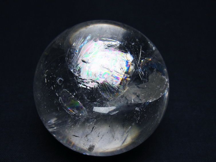 水晶 丸玉 虹入り 57mm スフィア 置物 水晶玉 一点物 151-8834