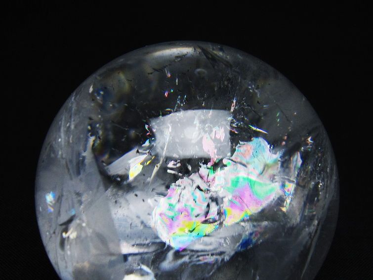 水晶 丸玉 虹入り 57mm スフィア 置物 水晶玉 一点物 151-8835