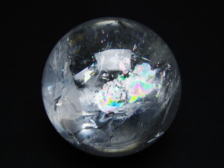 水晶 丸玉 虹入り 57mm スフィア 置物 水晶玉 一点物 151-8835
