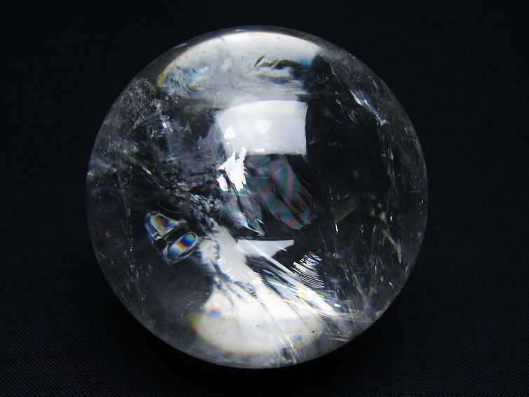 水晶 丸玉 虹入り 56mm スフィア 置物 水晶玉 一点物 151-8836