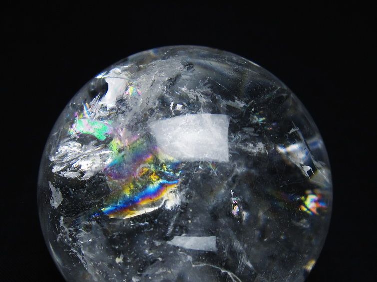 水晶 丸玉 虹入り 55mm スフィア 置物 水晶玉 一点物 151-8837 【sold out】