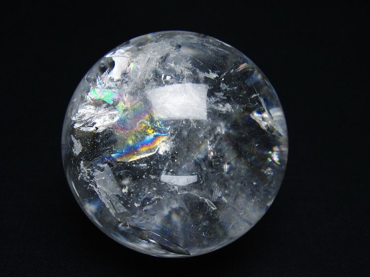水晶 丸玉 虹入り 55mm スフィア 置物 水晶玉 一点物 151-8837 【sold out】