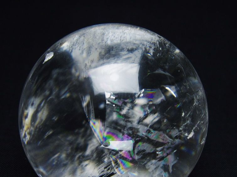 水晶 丸玉 虹入り 54mm スフィア 置物 水晶玉 一点物 151-8838