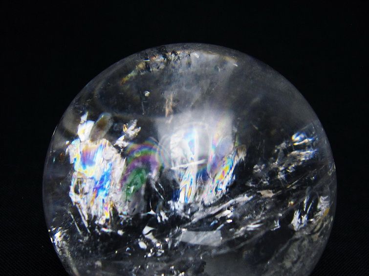 水晶 丸玉 虹入り 53mm スフィア 置物 水晶玉 一点物 151-8840