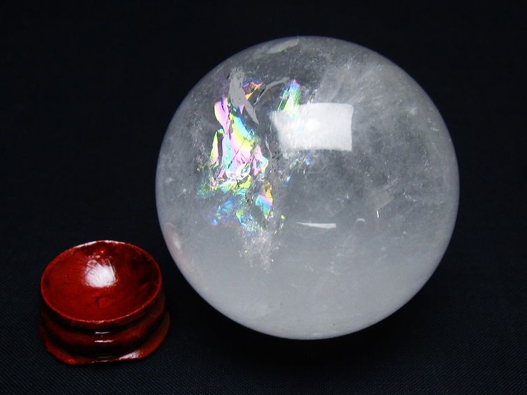 水晶 丸玉 虹入り 57mm スフィア 置物 水晶玉 一点物 151-8845 [sold out]