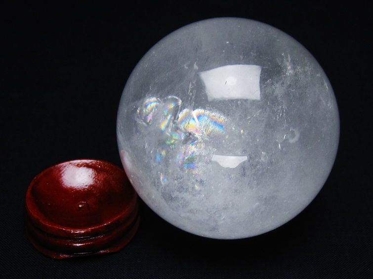 水晶 丸玉 虹入り 64mm スフィア 置物 水晶玉 一点物 151-8874 [sold out]