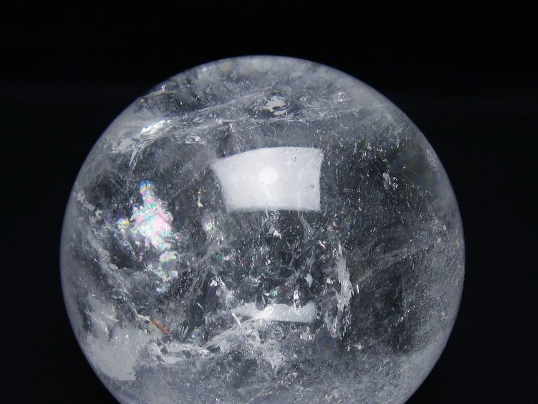 水晶 丸玉 虹入り 79mm スフィア 置物 水晶玉 一点物 151-8914