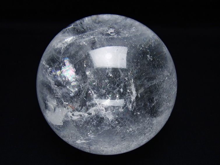 水晶 丸玉 虹入り 79mm スフィア 置物 水晶玉 一点物 151-8914