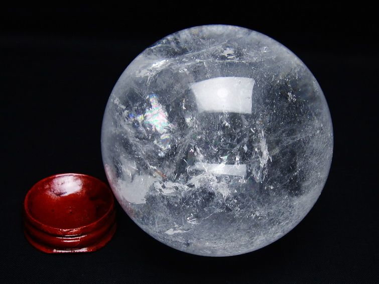 水晶 丸玉 虹入り 79mm スフィア 置物 水晶玉 一点物 151-8914