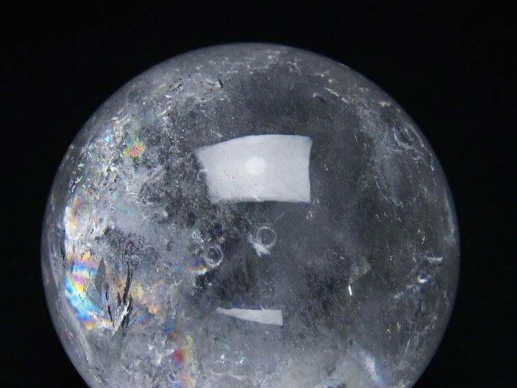 水晶 丸玉 虹入り 64mm スフィア 置物 水晶玉 一点物 151-8933