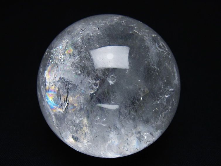 水晶 丸玉 虹入り 64mm スフィア 置物 水晶玉 一点物 151-8933