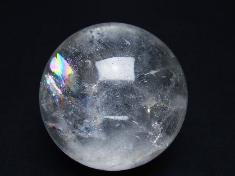 水晶 丸玉 虹入り 53mm スフィア 置物 水晶玉 一点物 151-8954 【sold out】