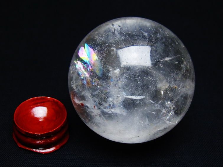 水晶 丸玉 虹入り 53mm スフィア 置物 水晶玉 一点物 151-8954 【sold out】