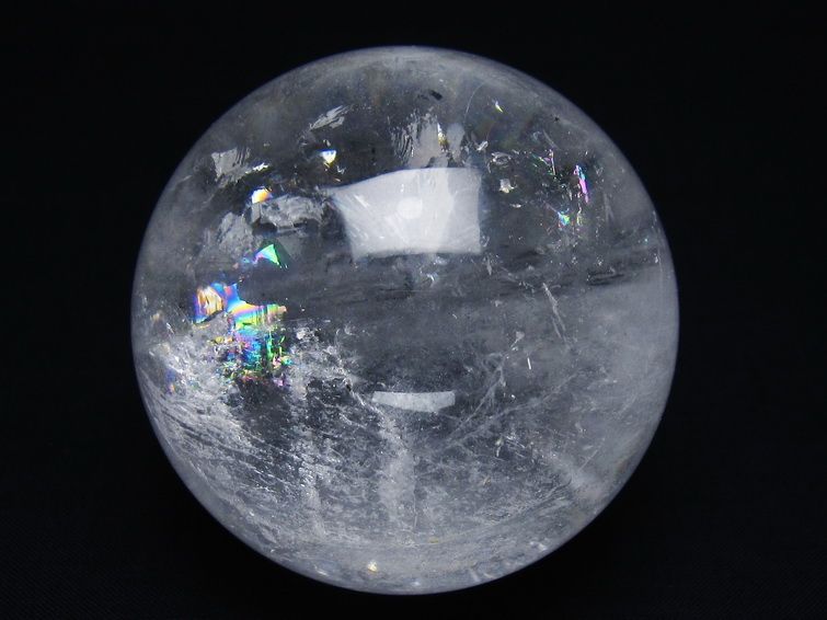 水晶 丸玉 虹入り 66mm スフィア 置物 水晶玉 一点物 151-8976