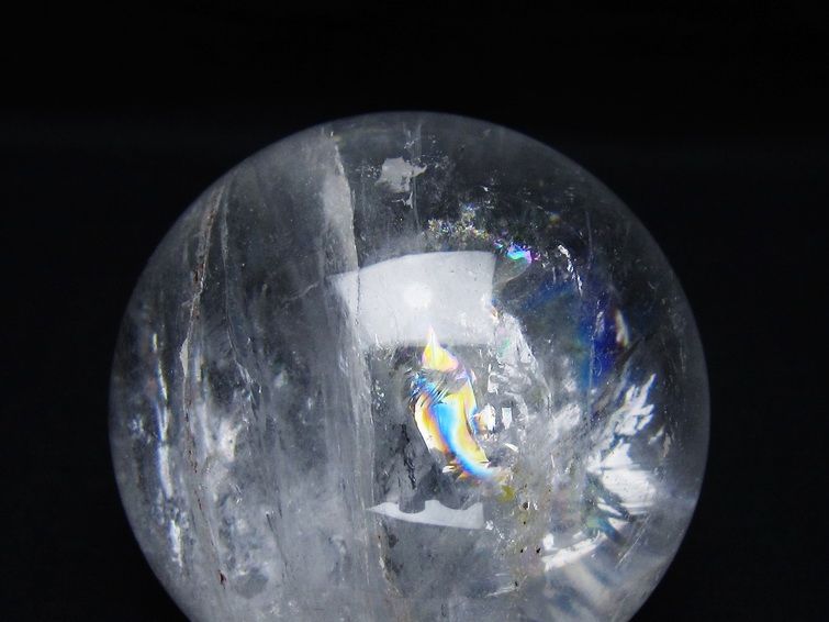 水晶 丸玉 虹入り 73mm スフィア 置物 水晶玉 一点物 151-8984