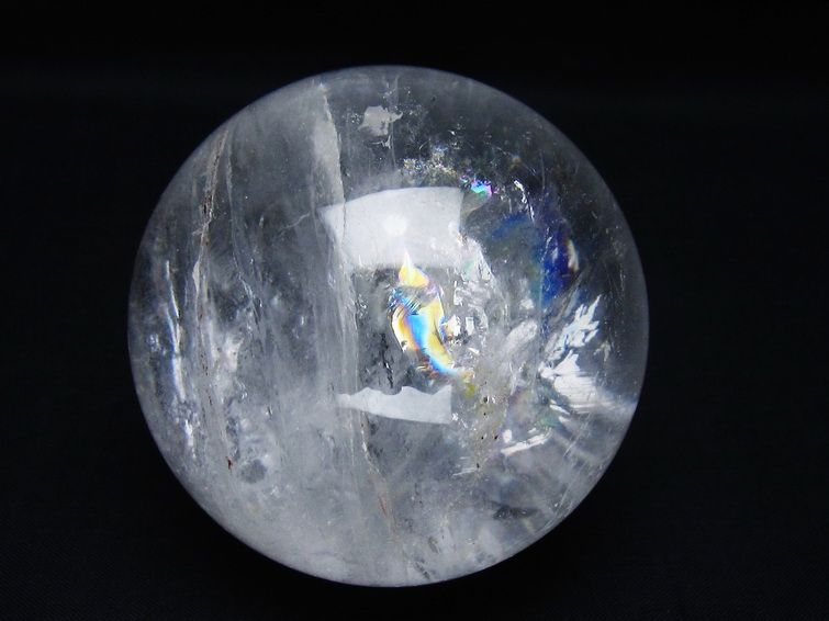 水晶 丸玉 虹入り 73mm スフィア 置物 水晶玉 一点物 151-8984