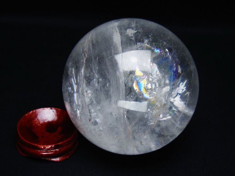 水晶 丸玉 虹入り 73mm スフィア 置物 水晶玉 一点物 151-8984