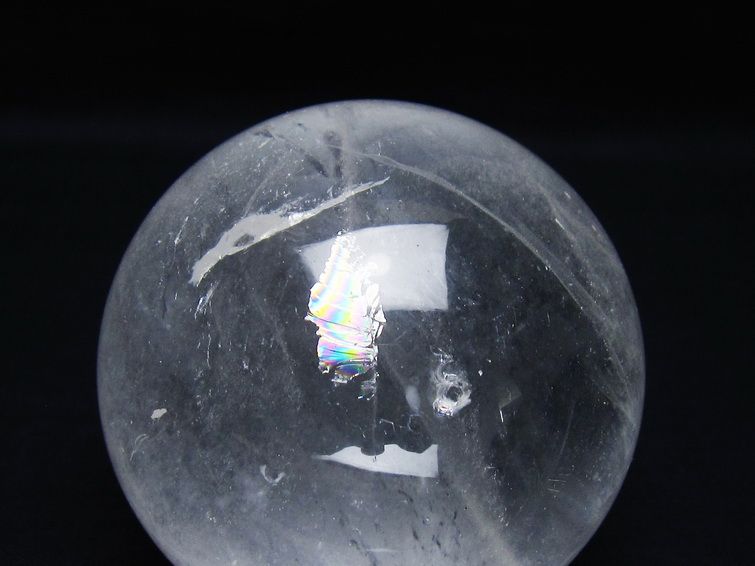 水晶 丸玉 虹入り 77mm スフィア 置物 水晶玉 一点物 151-8985