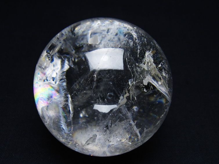 水晶 丸玉 虹入り 62mm スフィア 置物 水晶玉 一点物 151-9060
