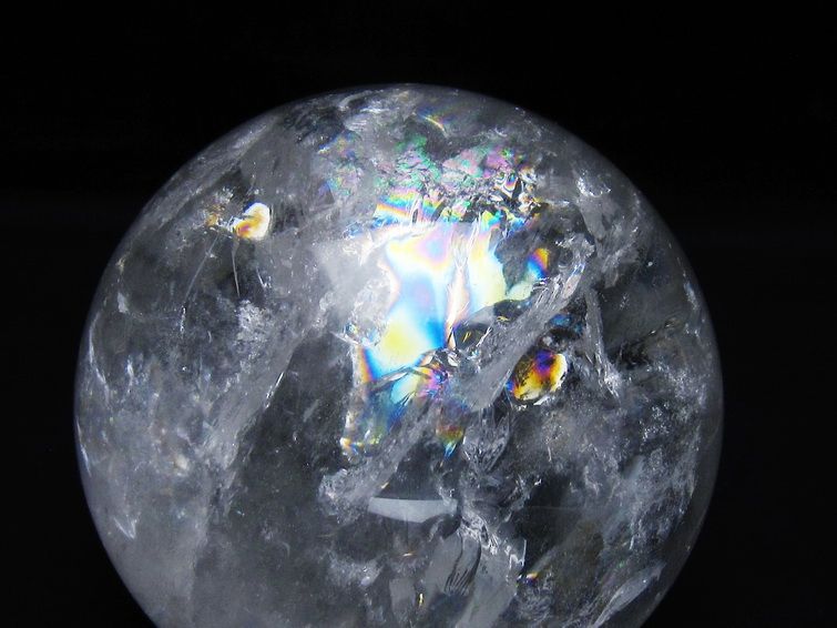 1.2Kg 水晶 丸玉 虹入り 94mm スフィア 置物 水晶玉 一点物 151-9092 [sold out]