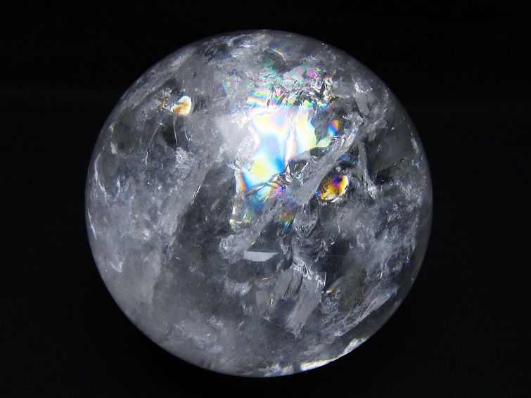 1.2Kg 水晶 丸玉 虹入り 94mm スフィア 置物 水晶玉 一点物 151-9092 [sold out]