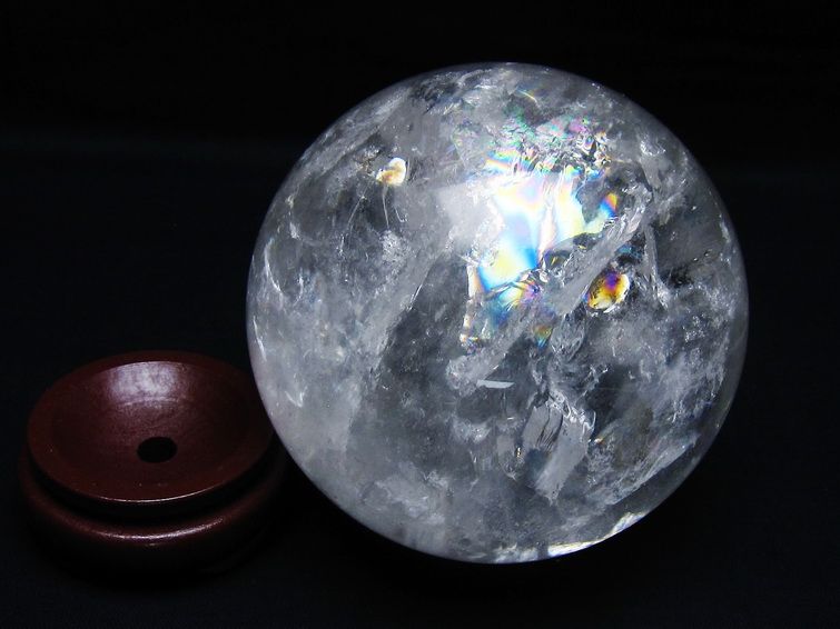 1.2Kg 水晶 丸玉 虹入り 94mm スフィア 置物 水晶玉 一点物 151-9092 [sold out]