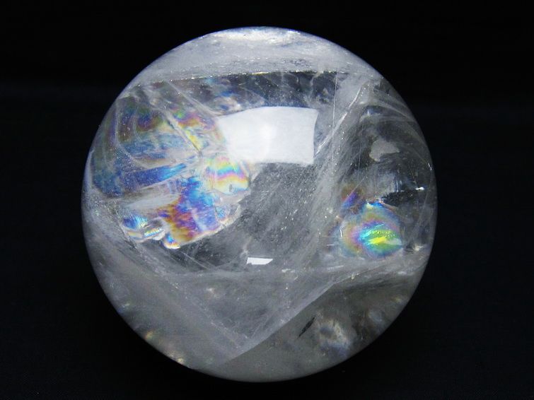 1.4Kg 水晶 丸玉 虹入り 105mm スフィア 置物 水晶玉 一点物 151-9093 【sold out】