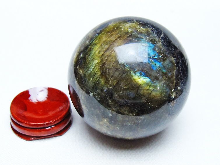 ラブラドライト 丸玉 64mm スフィア 置物 一点物 151-9104