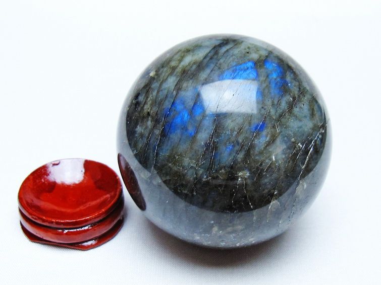 ラブラドライト 丸玉 65mm スフィア 置物 一点物 151-9108[sold out]