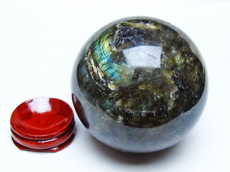 ラブラドライト 丸玉 68mm スフィア 置物 一点物 151-9109